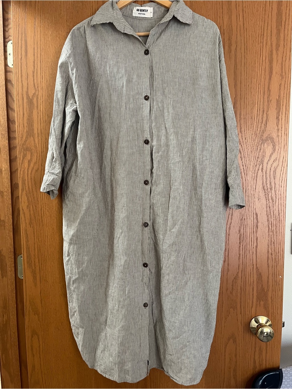 Go Gently Nation Daytime Shirt Dress Size Medium linen/cotton blend *flawed*